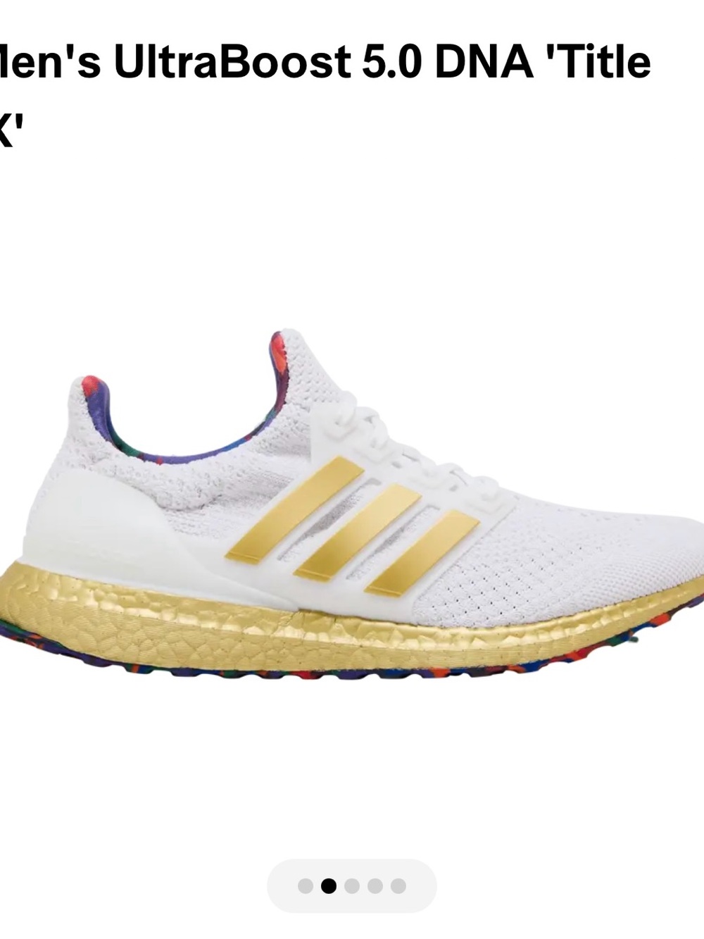 adidas White and Gold UltraBoost Running Shoe